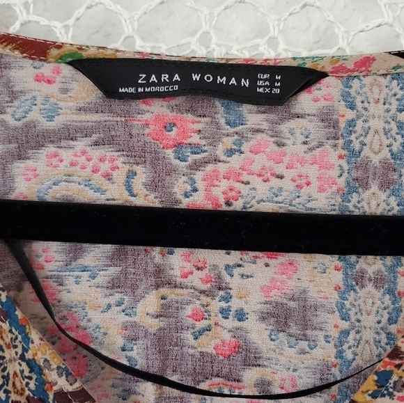 Zara Mixed Print Multi-Color Patchwork Longline Tunic Caftan coverup - Picture 9 of 10